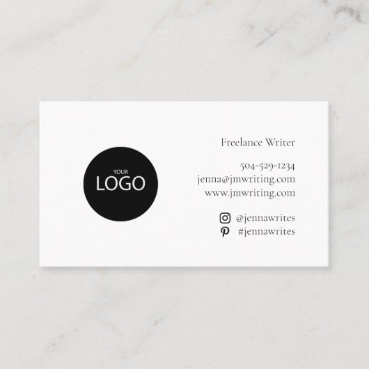 シンプルロゴInstagram Pinterest白黒 名刺 (正面)