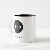 シンプルロゴQRコードおよび文字ビジネスのプロモーション ツートーンマグカップ (正面左)