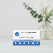 シンプルロゴQRコードネイビーブルーホワイト ロイヤリティカード (スタンド正面)