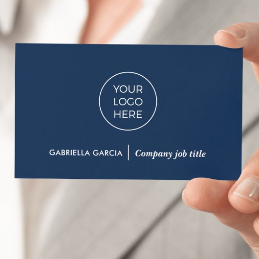 シンプルロゴQRコードネイビーブルー名刺 名刺