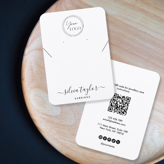 シンプルロゴQRコードネックレスイヤリングディスプレイカード 名刺
