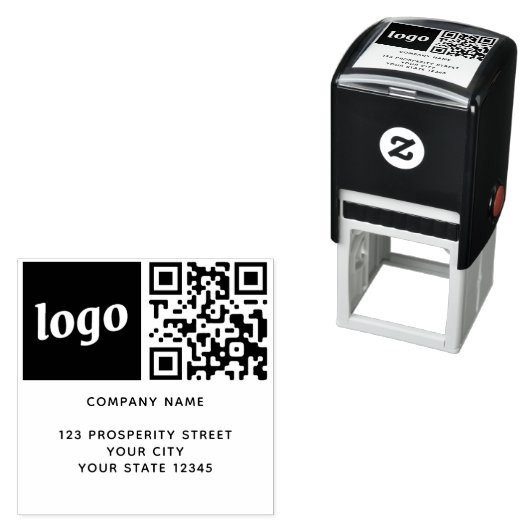 シンプルロゴQRコード会社差出人住所 セルフインキングスタンプ (インサイチュ)