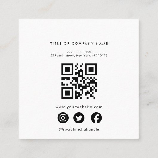 シンプルロパーソナライズされたゴ・ブラック・ビジネス・カード スクエア名刺 (裏面)