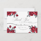 シンプルロマンエレガントティックバラ結婚フローラ サンキューカード (正面)