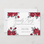 シンプルロマンエレガントティックバラ結婚フローラ 出欠カード (正面)