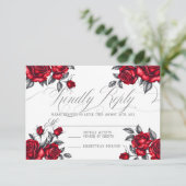 シンプルロマンエレガントティックバラ結婚フローラ 出欠カード (スタンド正面)