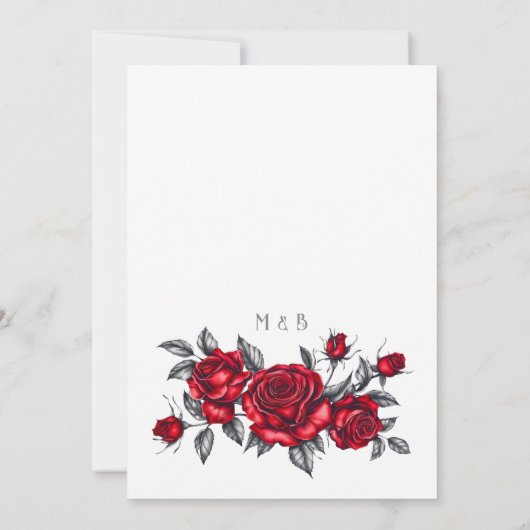 シンプルロマンエレガントティックバラ結婚フローラ 招待状 (裏面)