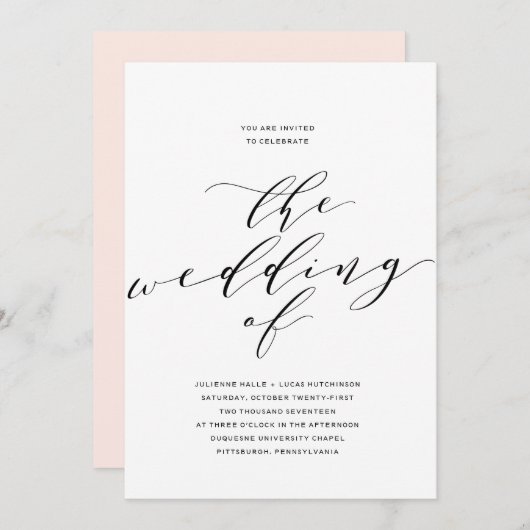 シンプルロマンスカリグラフィー結婚式招待状 招待状 (正面/裏面)