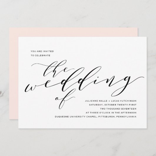 シンプルロマンスカリグラフィー結婚式招待状 招待状 (正面/裏面)