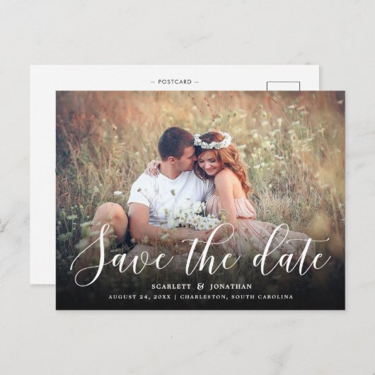 シンプルロマンス写真日付はがき保存 案内ポストカード (正面/裏面)