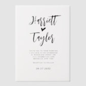 シンプルロマンチックなハートス結婚クリプト ベラム紙招待状 (正面)