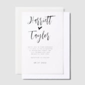 シンプルロマンチックなハートス結婚クリプト ベラム紙招待状 (オフセット)