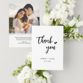シンプルロマンチックなハートフォトメッセー結婚ジ サンキューカード