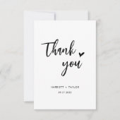 シンプルロマンチックなハートフォトメッセー結婚ジ サンキューカード (正面)