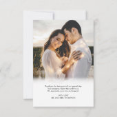 シンプルロマンチックなハートフォトメッセー結婚ジ サンキューカード (裏面)