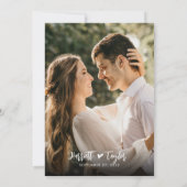 シンプルロマンチックなラブリーハートの台本の結婚写真 招待状 (裏面)