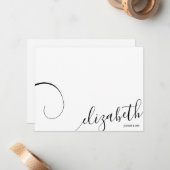 シンプルロマンチックな書道白黒 ノートカード (正面/裏面インサイチュ)