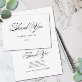 シンプルロマンチックな白黒おもしろいスクリプ結婚ト サンキューカード