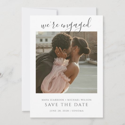 シンプルロマンチックフォト結婚式セーブ・ザ・デート 招待状 (正面)