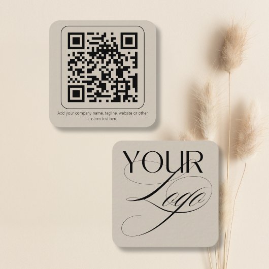 シンプルロミニマルゴQRコードカスタム文字 スクエア名刺