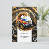 シンプルロードモンスタートラック誕生日 サンキューカード (スタンド正面)
