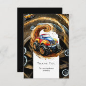 シンプルロードモンスタートラック誕生日 サンキューカード (正面/裏面)