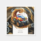 シンプルロードモンスタートラック誕生日 スタンダードカクテルナプキン (正面)