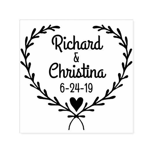 シンプルローレルハートカスタムスタンプ セルフインキングスタンプ (デザイン)