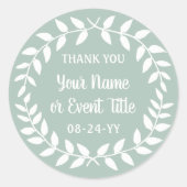 シンプルローレルリースダスティージュグリーングサンキュー ラウンドシール (正面)