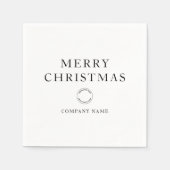 シンプルロ企業のゴ白黒メリークリスマス スタンダードカクテルナプキン (正面)