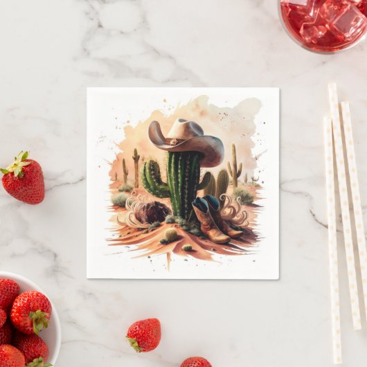 シンプルワイルドウエストカウボーイ誕生日 スタンダードカクテルナプキン (インサイチュ)