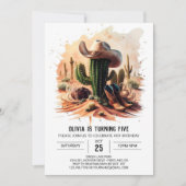 シンプルワイルドウエストカウボーイ誕生日 招待状 (正面)