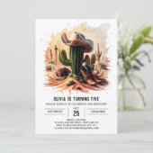 シンプルワイルドウエストカウボーイ誕生日 招待状 (スタンド正面)