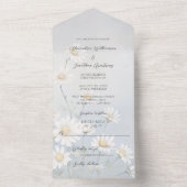 シンプルワイルドデイジーオング淡い色のレーブルー オールインワン招待状 (内側)