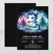 シンプルワイルドドラゴン誕生日 招待状 (正面/裏面)