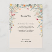 シンプルワイルドフラワーウェディングレセプションサンキューカード ポストカード (正面)