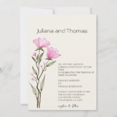 シンプルワイルドフラワーウォータカラーベージュ結婚ズ 招待状 (正面)