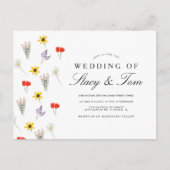 シンプルワイルドフラワーズハンドドロー結婚式招待状 ポストカード (正面)