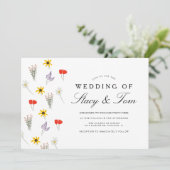 シンプルワイルドフラワーズハンドドロー結婚式招待状 招待状 (スタンド正面)