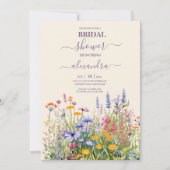 シンプルワイルドフラワーズボタニカルガーデンブライダルシャワー 招待状 (正面)