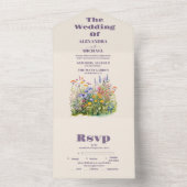 シンプルワイルドフラワーズボタニカル庭園の結婚式 オールインワン招待状 (内側)