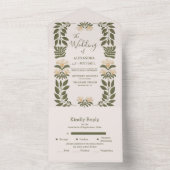 シンプルワイルドフラワーズボタニカル庭園の結婚式 オールインワン招待状 (内側)