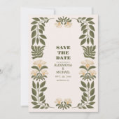 シンプルワイルドフラワーズボタニカル庭園の結婚式 セーブザデート (正面)