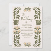 シンプルワイルドフラワーズボタニカル庭園の結婚式 招待状 (正面)