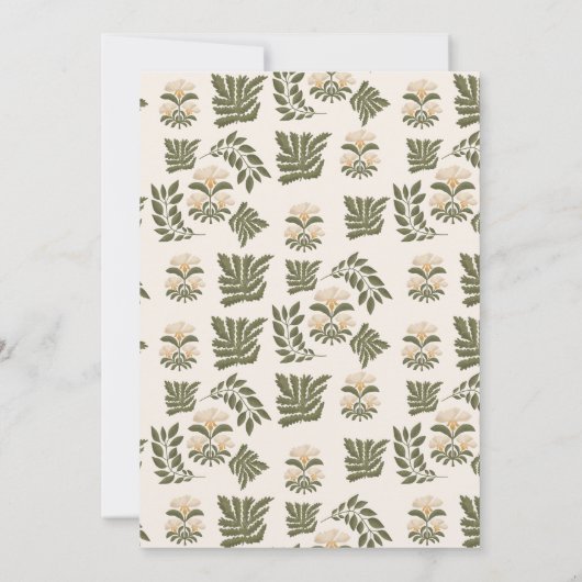 シンプルワイルドフラワーズボタニカル庭園の結婚式 招待状 (裏面)