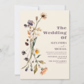 シンプルワイルドフラワーズボタニカル庭園の結婚式 招待状 (正面)