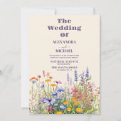 シンプルワイルドフラワーズボタニカル庭園の結婚式 招待状 (正面)