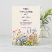 シンプルワイルドフラワーズボタニカル庭園の結婚式 招待状 (スタンド正面)