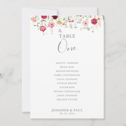 シンプルワイルドフラワーテーブル第1座席表 招待状 (正面)