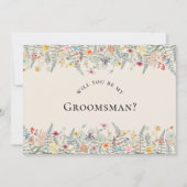 シンプルワイルドフラワーファーングロムスマン提案カード 招待状 (正面)